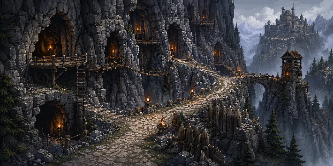 Threvin Pass Caves, a dungeon in Vireldan Idle