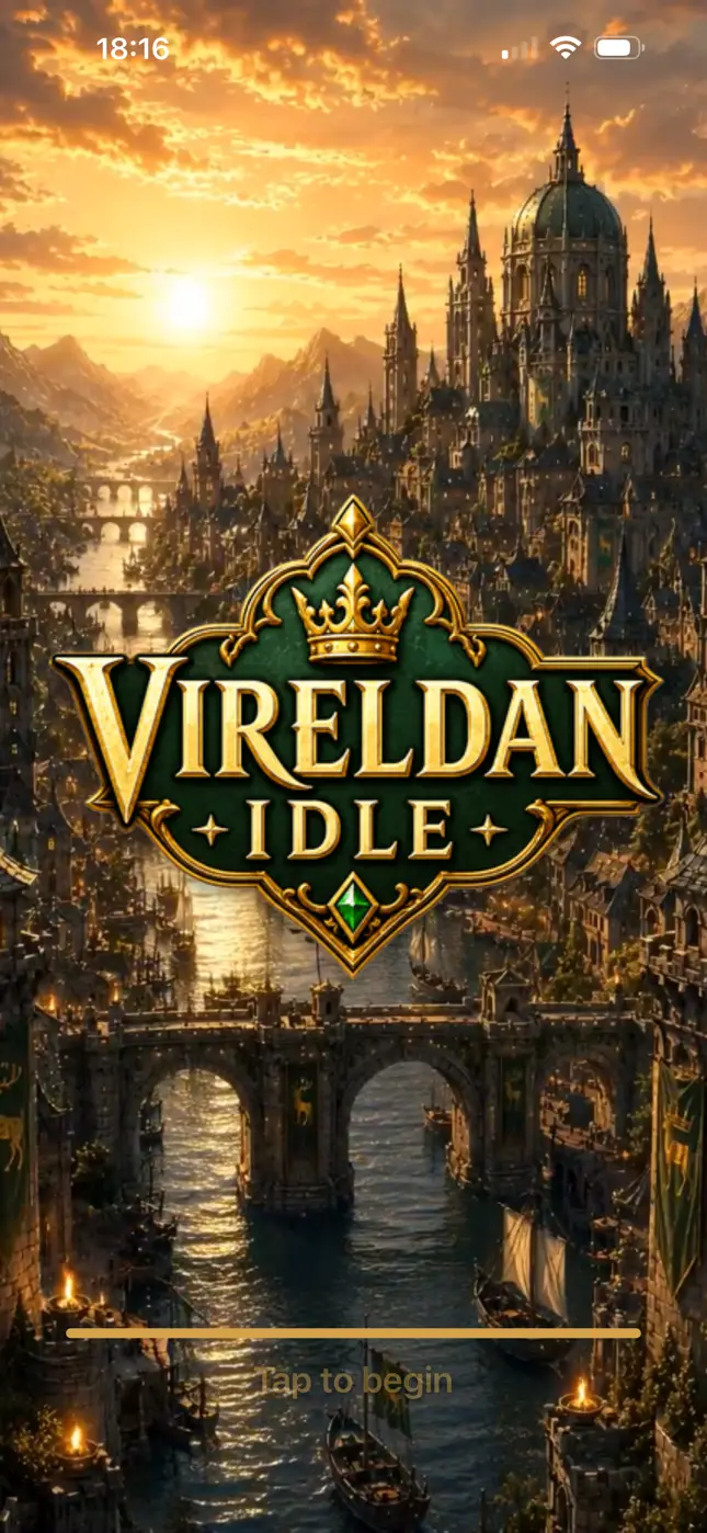Vireldan Idle title screen